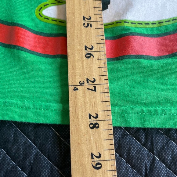 Christmas Shirt Adult Large Green Faux Button Up Short Sleeve Santa Ugly Sweater - Picture 9 of 9